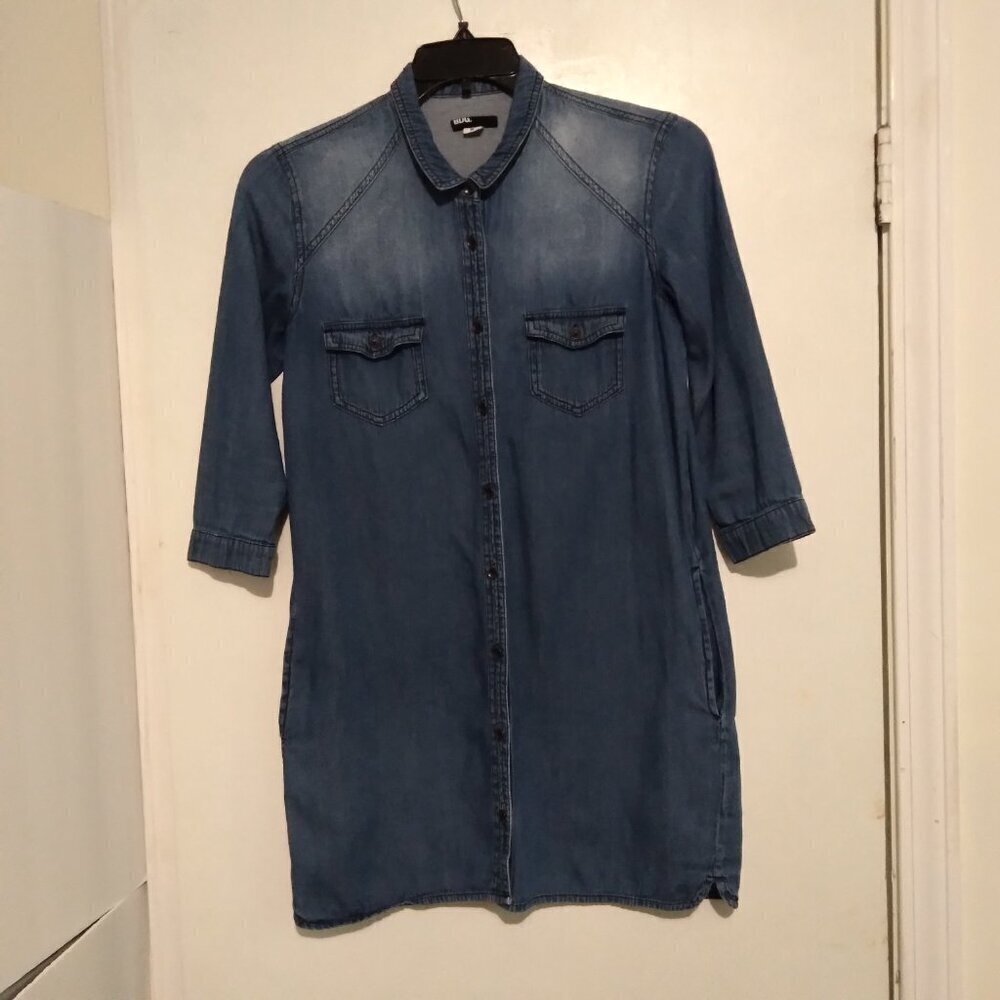BDG 100%Cotton Med Wash Long Denim Button Down Shirtwaist Dress /Tunic Top SzM - Picture 10 of 10